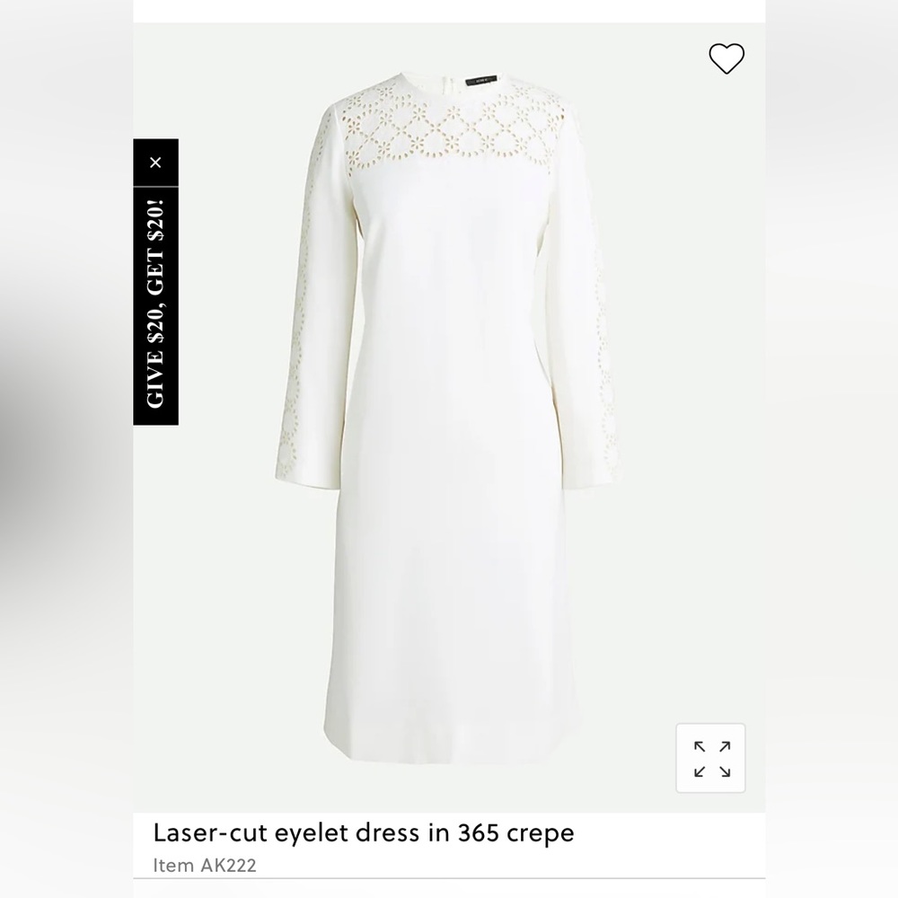 Jcrew white king sleeve eyelet dress